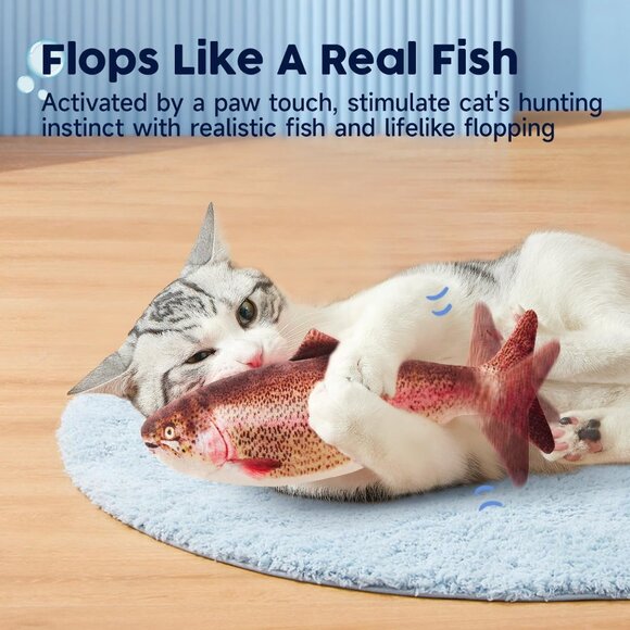 Potaroma Electric Flopping Fish Cat Toy Wiggle Trout Catnip Motion Pet Play NEW - Picture 2 of 6